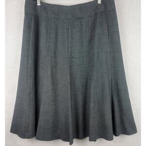 Sz 12 Fit Flare Swing Knit Skirt Midi Gray Side Zip Knee Career Office Preppy